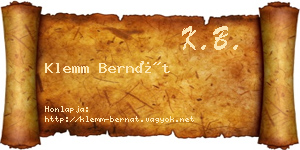 Klemm Bernát névjegykártya